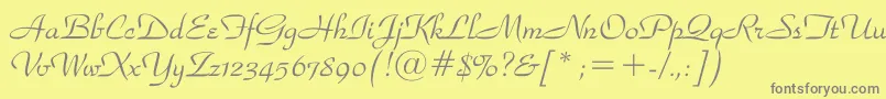 Snooty-fontti – harmaat kirjasimet keltaisella taustalla