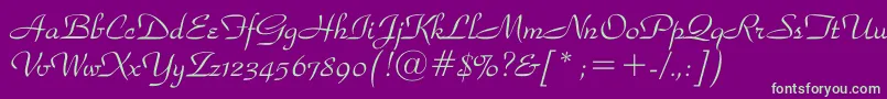 Snooty-fontti – vihreät fontit violetilla taustalla