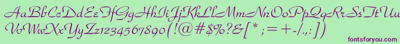 Snooty-fontti – violetit fontit vihreällä taustalla