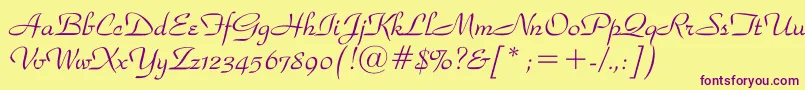 Snooty-fontti – violetit fontit keltaisella taustalla