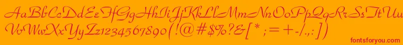 Snooty Font – Red Fonts on Orange Background