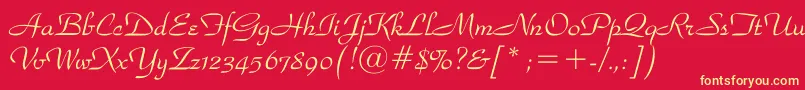 Snooty-fontti – keltaiset fontit punaisella taustalla