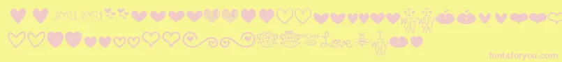 MfLoveDings Font – Pink Fonts on Yellow Background