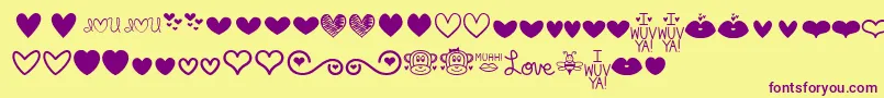 MfLoveDings Font – Purple Fonts on Yellow Background