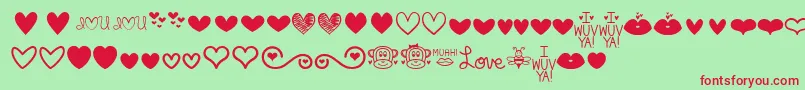MfLoveDings Font – Red Fonts on Green Background