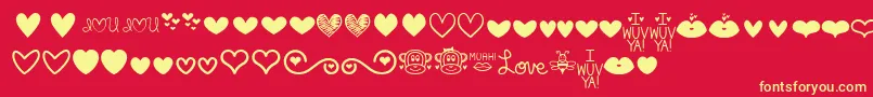 MfLoveDings Font – Yellow Fonts on Red Background