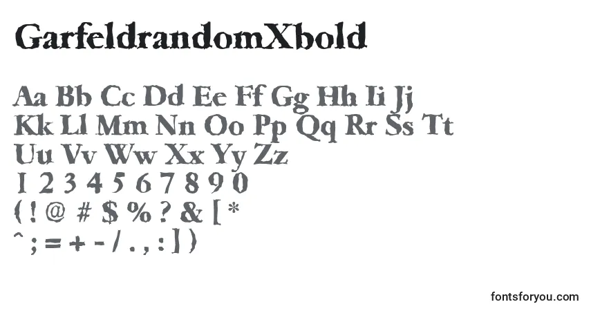 A fonte GarfeldrandomXbold – alfabeto, números, caracteres especiais