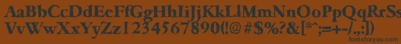 フォントGarfeldrandomXbold – 黒い文字が茶色の背景にあります