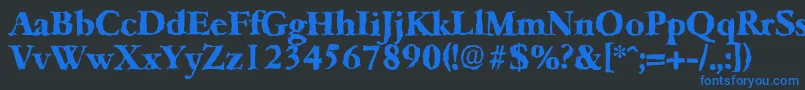 フォントGarfeldrandomXbold – 黒い背景に青い文字