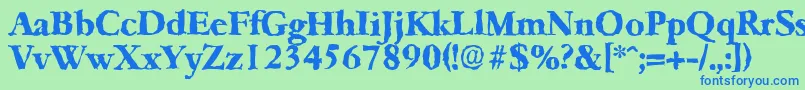 フォントGarfeldrandomXbold – 青い文字は緑の背景です。