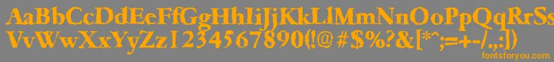 フォントGarfeldrandomXbold – オレンジの文字は灰色の背景にあります。