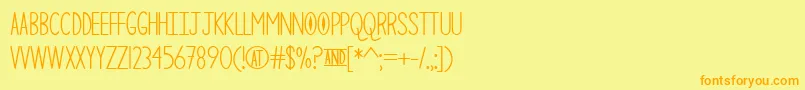 フォントTheCuriousCat – オレンジの文字が黄色の背景にあります。