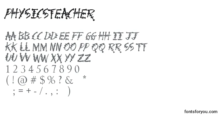 Fuente PhysicsTeacher - alfabeto, números, caracteres especiales