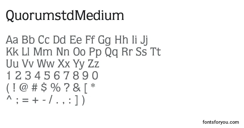 Czcionka QuorumstdMedium – alfabet, cyfry, specjalne znaki