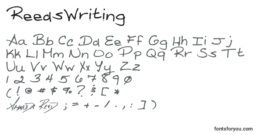Schriftart ReedsWriting – Alphabet, Zahlen, spezielle Symbole