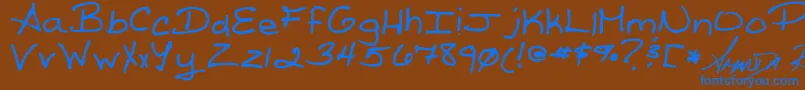 ReedsWriting Font – Blue Fonts on Brown Background