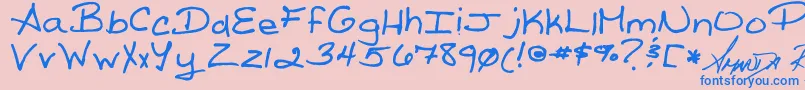 ReedsWriting Font – Blue Fonts on Pink Background