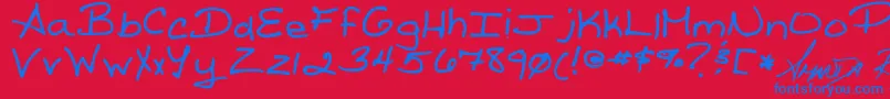 ReedsWriting Font – Blue Fonts on Red Background