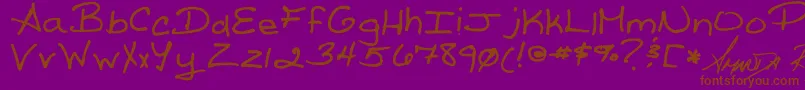 ReedsWriting-Schriftart – Braune Schriften auf violettem Hintergrund