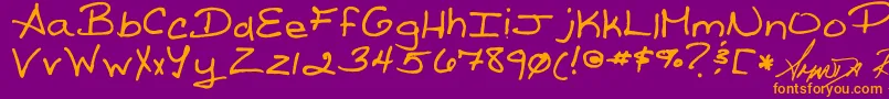 ReedsWriting Font – Orange Fonts on Purple Background