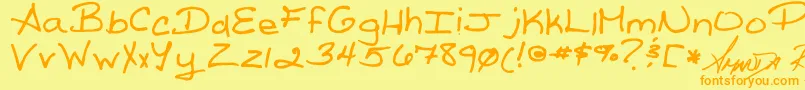 ReedsWriting Font – Orange Fonts on Yellow Background