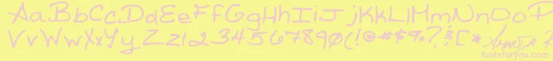 ReedsWriting Font – Pink Fonts on Yellow Background