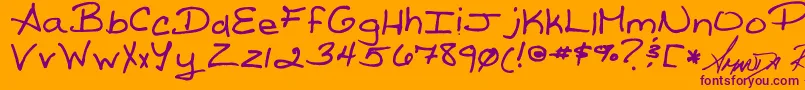 ReedsWriting Font – Purple Fonts on Orange Background