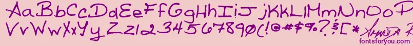 ReedsWriting Font – Purple Fonts on Pink Background