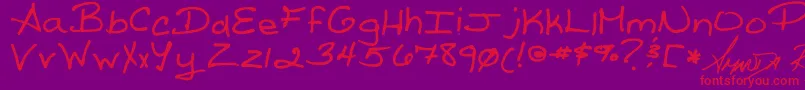 ReedsWriting Font – Red Fonts on Purple Background