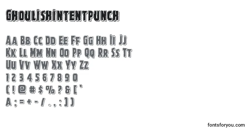 A fonte Ghoulishintentpunch – alfabeto, números, caracteres especiais