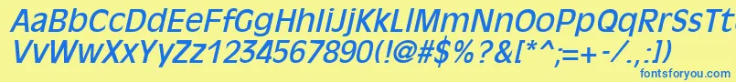 OliviaantiqueItalic Font – Blue Fonts on Yellow Background