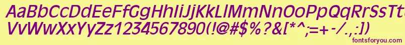 OliviaantiqueItalic-Schriftart – Violette Schriften auf gelbem Hintergrund