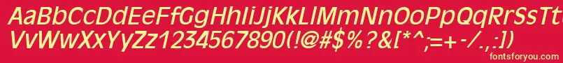 Fonte OliviaantiqueItalic – fontes amarelas em um fundo vermelho