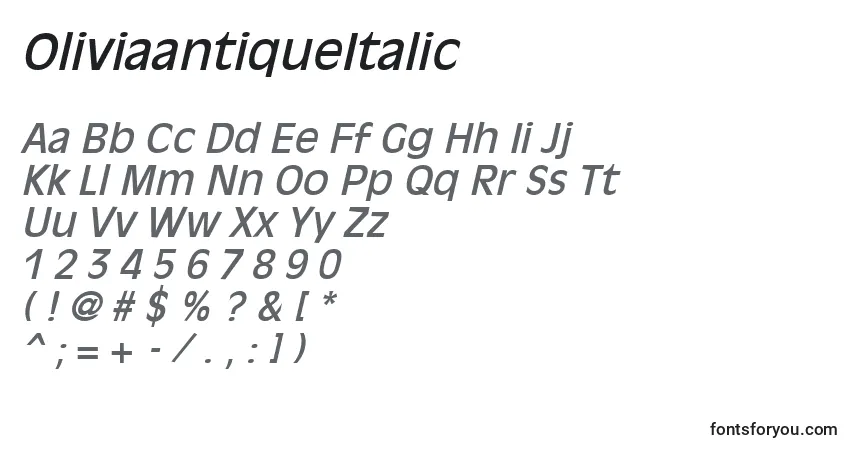 characters of oliviaantiqueitalic font, letter of oliviaantiqueitalic font, alphabet of  oliviaantiqueitalic font