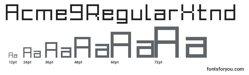 Размеры шрифта Acme9RegularXtnd