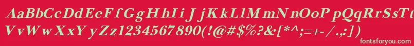 NewbaskervilleCyrillicBoldItalic Font – Green Fonts on Red Background