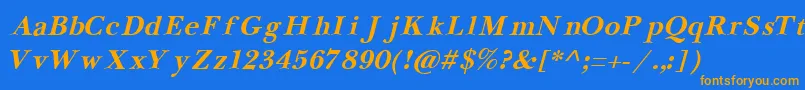 NewbaskervilleCyrillicBoldItalic Font – Orange Fonts on Blue Background