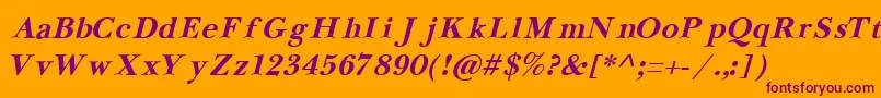 NewbaskervilleCyrillicBoldItalic Font – Purple Fonts on Orange Background