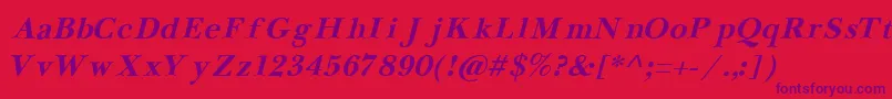 NewbaskervilleCyrillicBoldItalic-Schriftart – Violette Schriften auf rotem Hintergrund