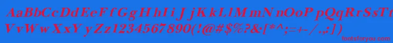 NewbaskervilleCyrillicBoldItalic-Schriftart – Rote Schriften auf blauem Hintergrund