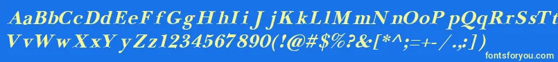 NewbaskervilleCyrillicBoldItalic Font – Yellow Fonts on Blue Background