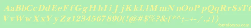 NewbaskervilleCyrillicBoldItalic Font – Yellow Fonts on Green Background