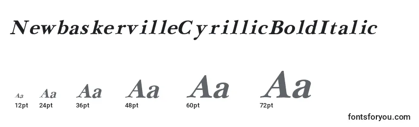 Размеры шрифта NewbaskervilleCyrillicBoldItalic