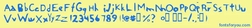 フォントChi – 青い文字が黄色の背景にあります。