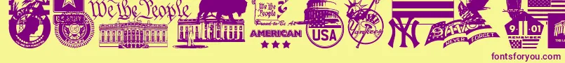 4thjuly Font – Purple Fonts on Yellow Background