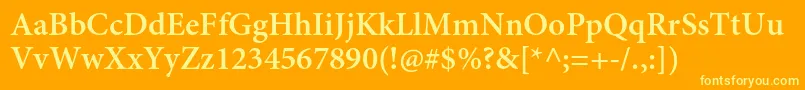 MinionproSemibold-Schriftart – Gelbe Schriften auf orangefarbenem Hintergrund