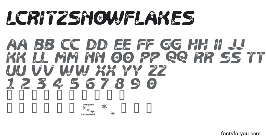 Шрифт LcrItzSnowflakes – алфавит, цифры, специальные символы