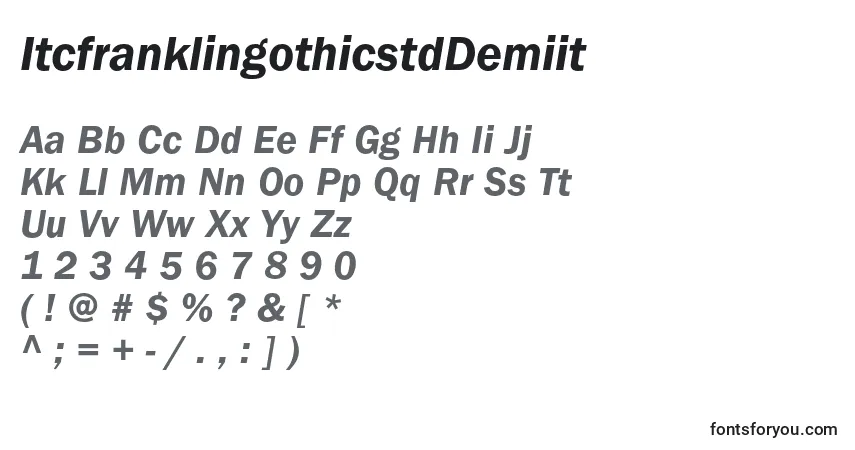 Шрифт ItcfranklingothicstdDemiit – алфавит, цифры, специальные символы