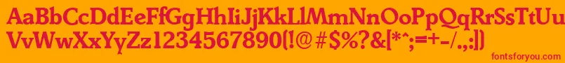 DerringerserialBold-Schriftart – Rote Schriften auf orangefarbenem Hintergrund