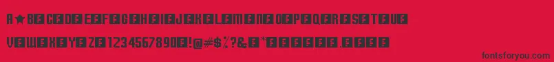 Fonte TerminallyChisseled – fontes pretas em um fundo vermelho